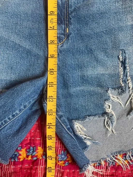 Pilcro Distressed Blue Denim Cutoff Shorts - Picture 5 of 7